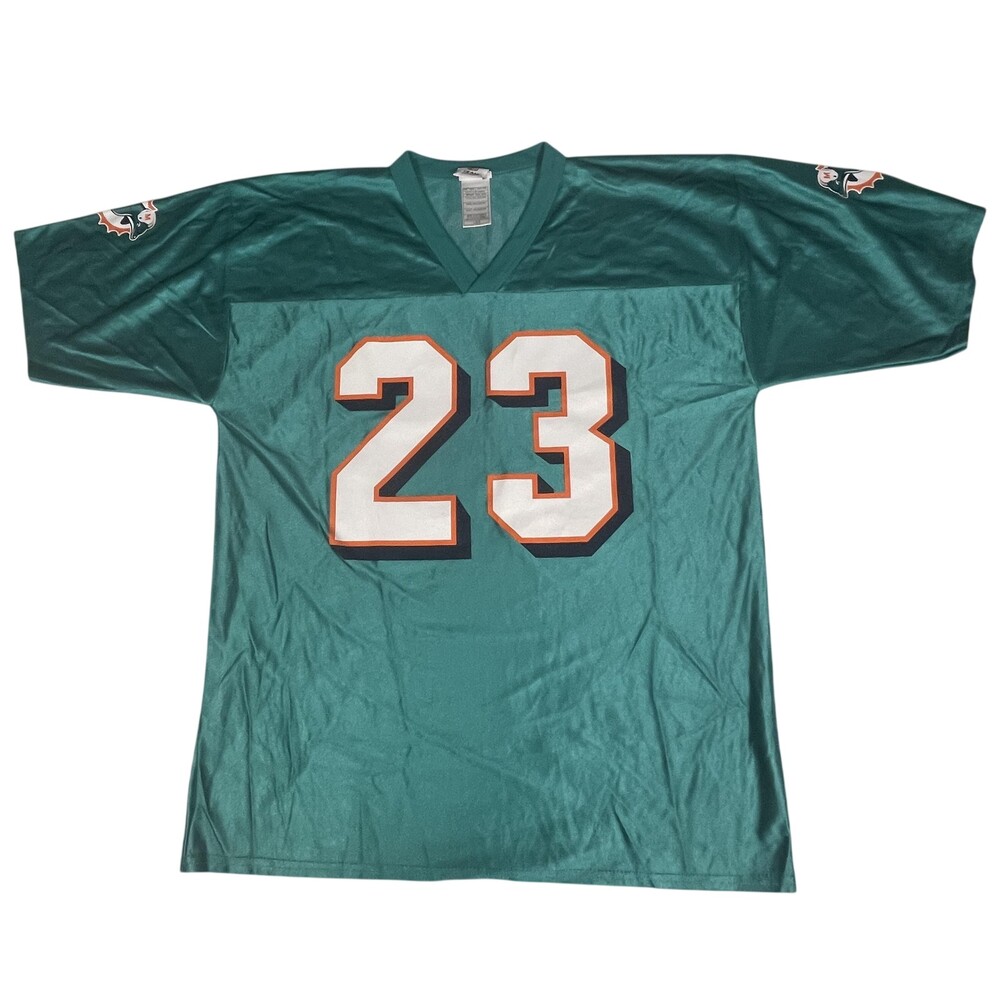 Vintage Miami Dolphins Jersey Mens Large Green NFL Football Brown 23 Throwback